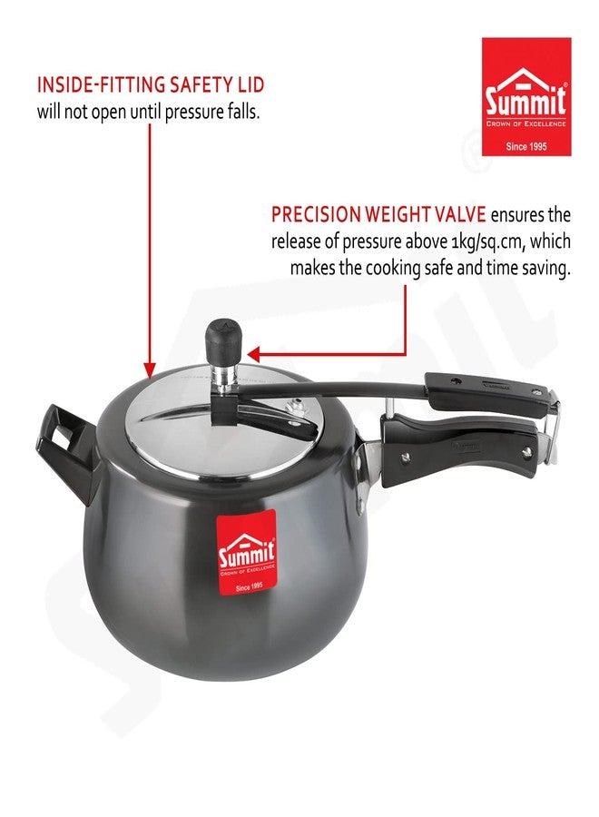 سوميت قدر ضغط ساميت ذو غطاء داخلي سعة 5.5 لتر، قاعدة كونتورا تعمل بالحث، مصنوع من الألومنيوم المؤكسد الصلب - Image 4